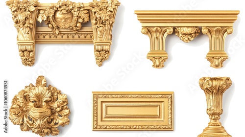Luxurious Gold Picture Frames Set for Elegant Wall Art Displays Generative AI