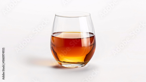 Glass of Apple Cider: A glass of apple cider isolated on a white background, showcasing a refreshing beverage.