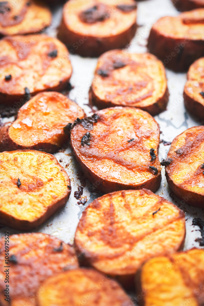 Baked miso glazed sweet potatoes 