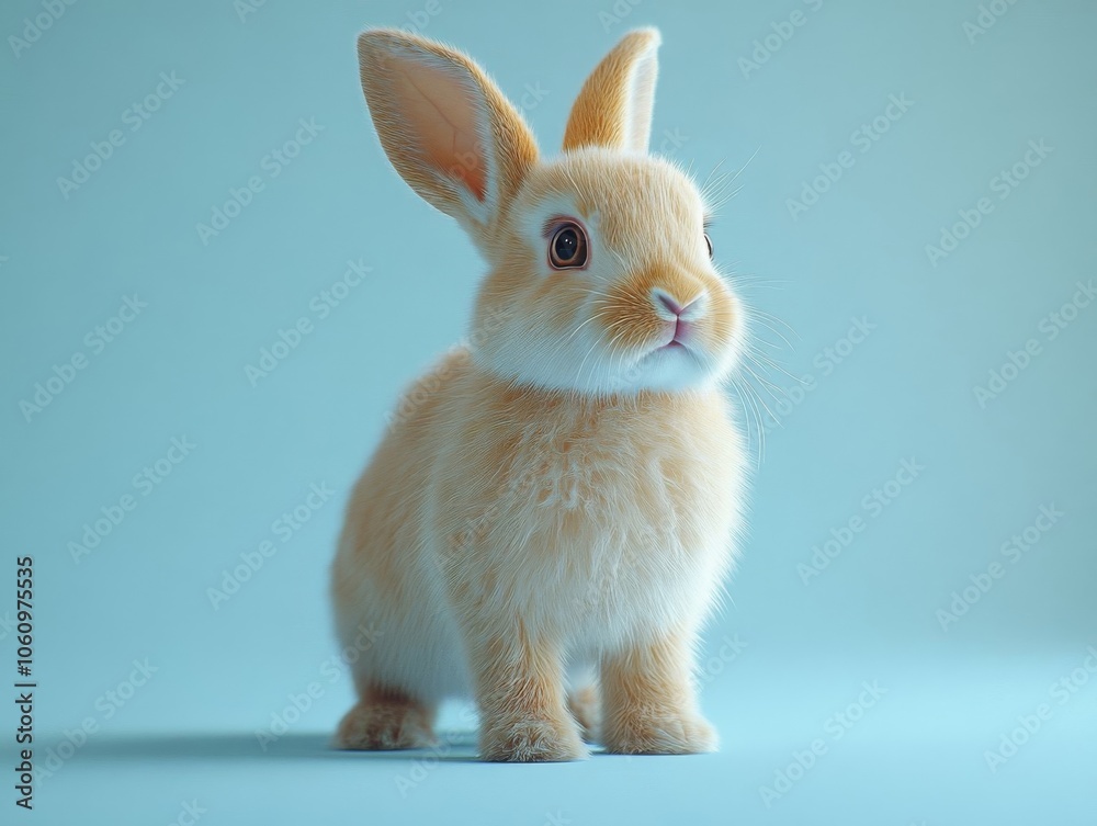 Fototapeta premium Adorable fluffy rabbit standing.