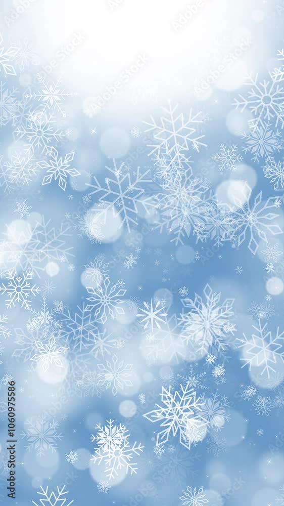 Cute falling snow flakes animation. Snowfall sky white teal blue wallpaper. Scattered snowflakes december theme. Looped motion graphic. Vertical video. Cute falling snow flakes animation. Snowfall sky white teal blue wallpaper. Scattered snowflakes december theme. Looped motion graphic. Vertical video.