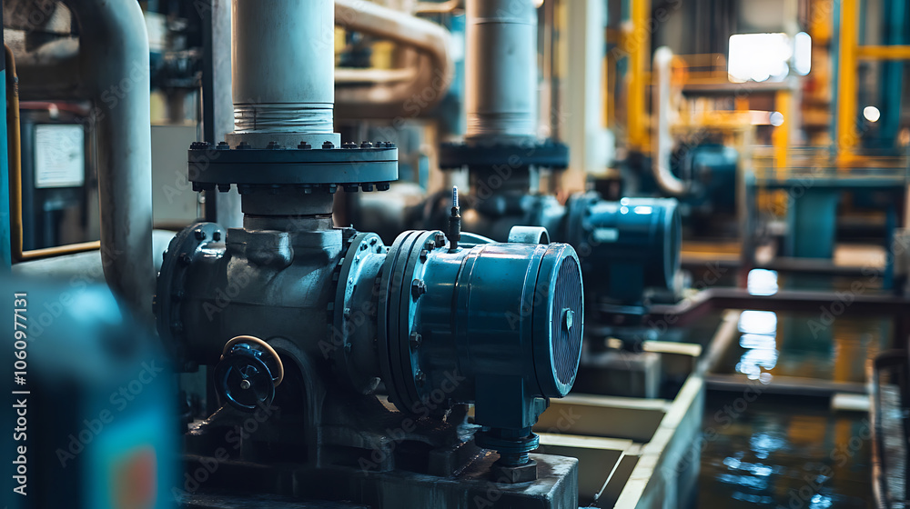 View of water pumps within a large power plant, emphasizing their scale and importance in operations View of water pumps within a large power plant, emphasizing their scale and importance in operations