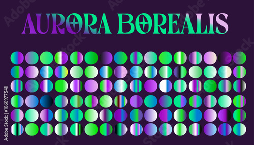 Colorful vector gradients of green, purple and blue colors of bright shades similar to northern lights.