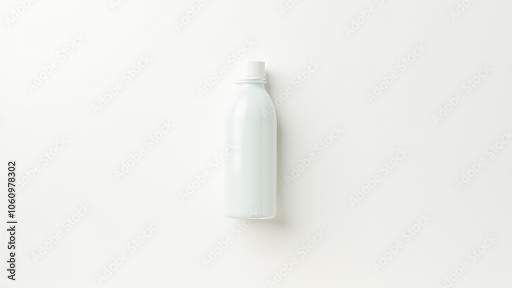 Minimalist plastic bottle, isolated on a white background. 