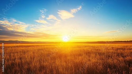 Golden Field Under a Sunset Sky