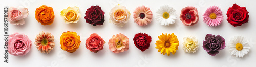 Flower isolated on white: beautiful flowers on white background, Blossom, Flower rose