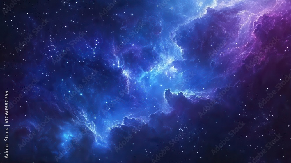 Fototapeta premium stunning blue and purple galaxy background, filled with twinkling stars and swirling cosmic clouds, evoking a sense of wonder and exploration in a digital artistic style