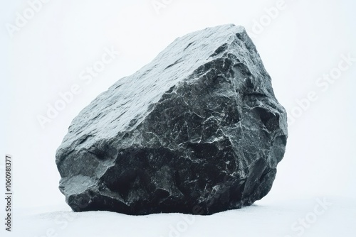 Dark Rock on White Background with Textured Surface