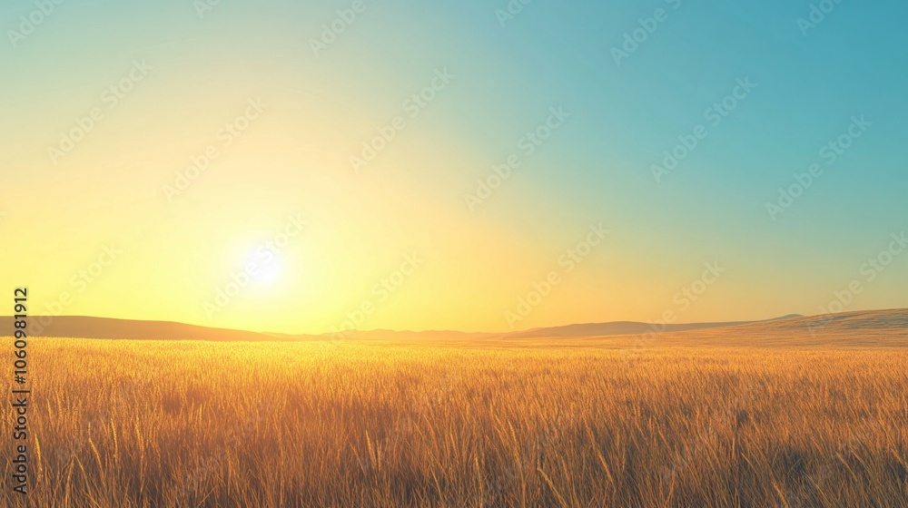 Golden Sunset Over a Field of Tall Grass Golden Sunset Over a Field of Tall Grass