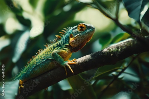 Colorful Lizard in Tropical Greenery