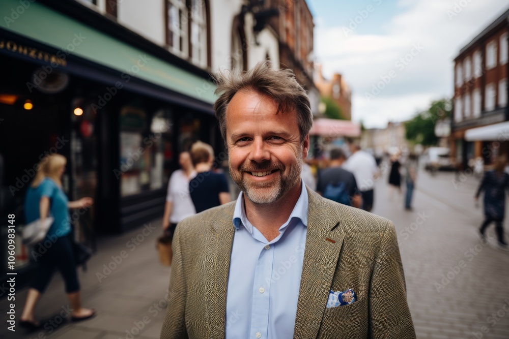 Portrait of a handsome middle-aged man in a business suit on a city street. Portrait of a handsome middle-aged man in a business suit on a city street.