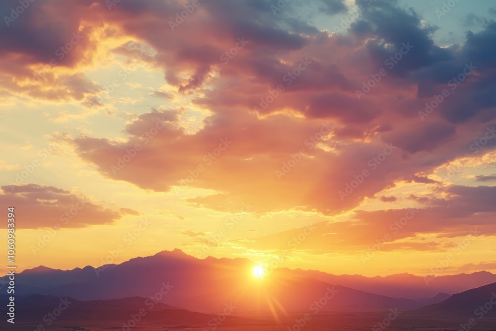 Serene Sunset Over Majestic Mountain Range Serene Sunset Over Majestic Mountain Range