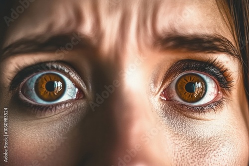 Close-up of intense brown eyes conveying emotion and focus