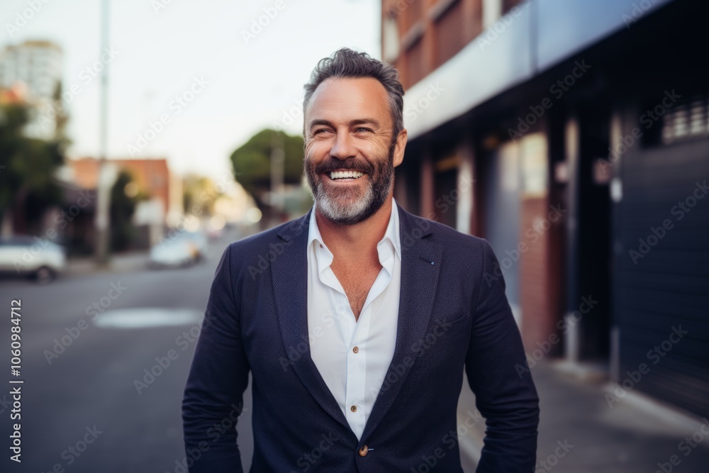 Portrait of a handsome middle-aged man smiling outdoors. Businessman outdoors. Portrait of a handsome middle-aged man smiling outdoors. Businessman outdoors.