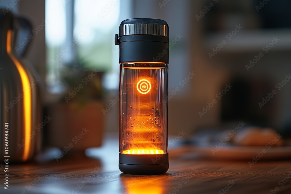 Smart water bottle with glowing hydration reminder display Smart water bottle with glowing hydration reminder display