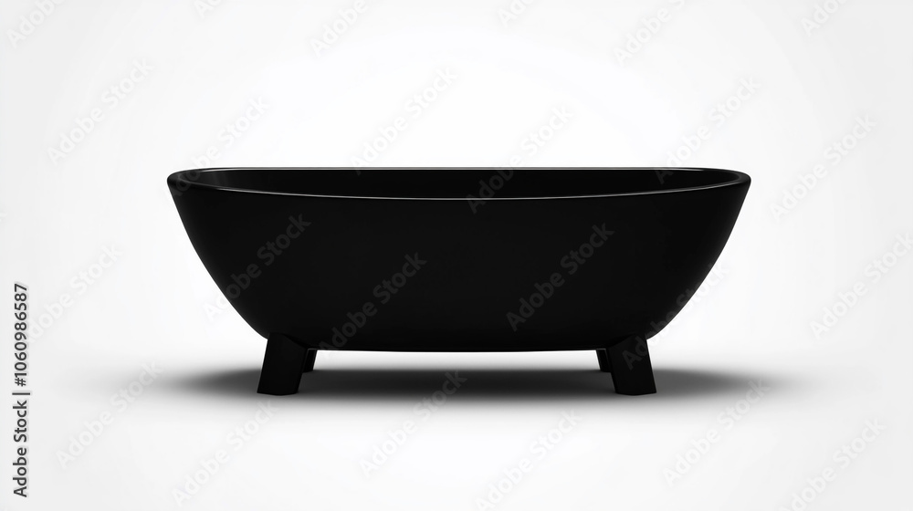 Modern Black Freestanding Bathtub with Legs on White Background Modern Black Freestanding Bathtub with Legs on White Background