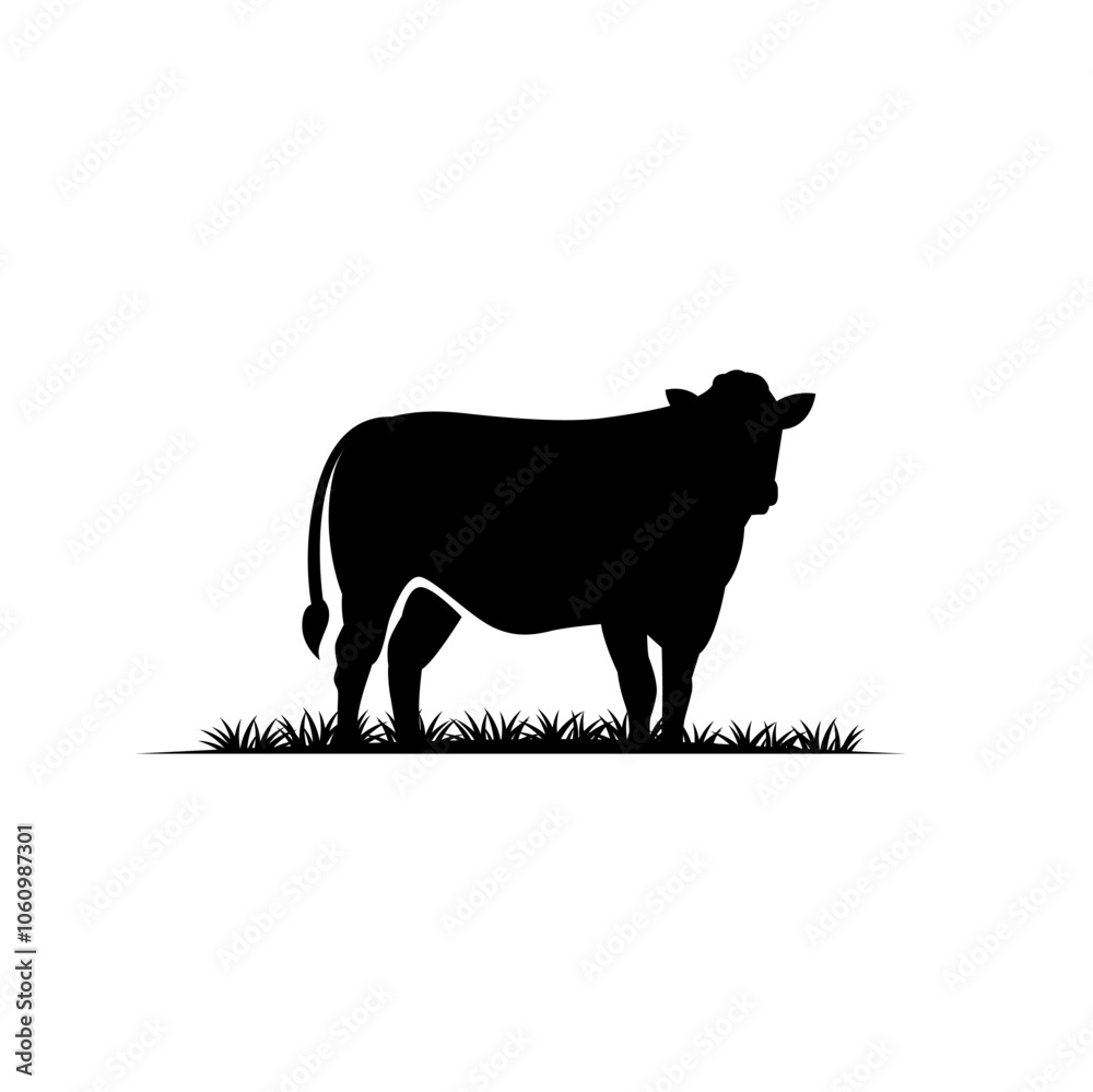 Obraz premium Angus Cow Cattle Beef Grass Silhouette