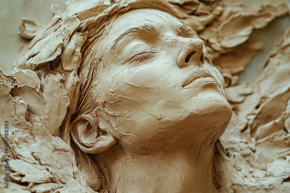 a clay sculpture in progress, capturing the artist's techniques. a clay sculpture in progress, capturing the artist's techniques.