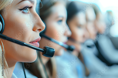 Photography of Norway customer service workers in a modern help center. photo