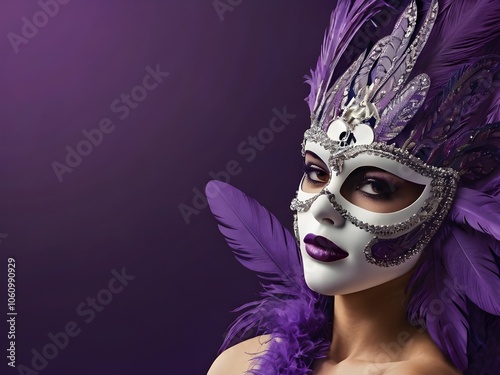 Colorful masks and costumes at the traditional Venice Carnival Venetian Carnival Mardi Gras photo