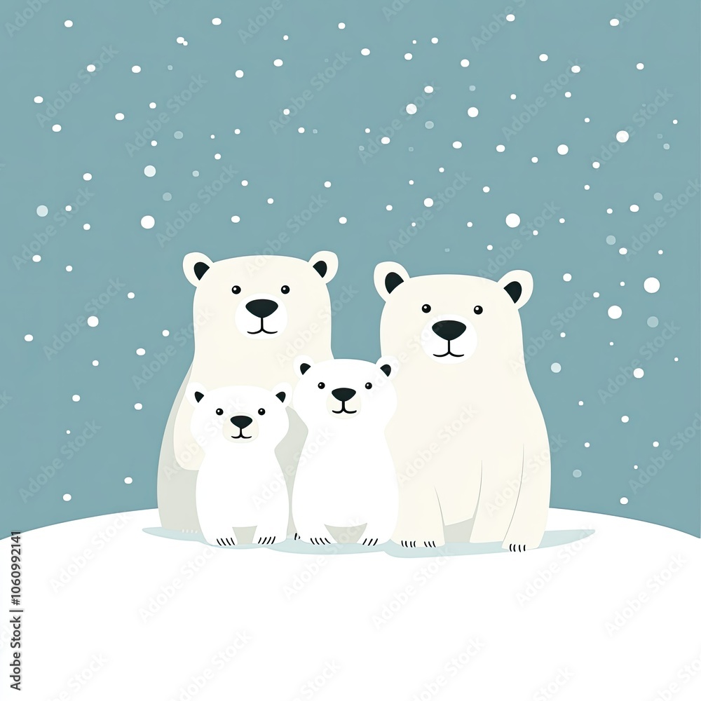 Polar Bear Family Enjoys Arctic Wonderland Polar Bear Family Enjoys Arctic Wonderland
