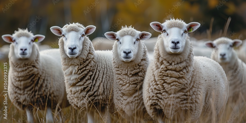 Fototapeta premium Curious sheep in close formation