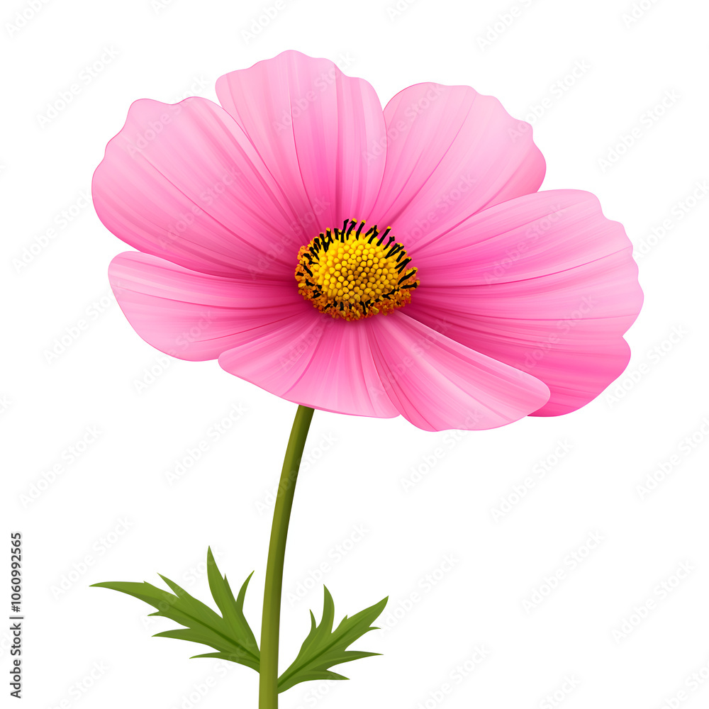 A vibrant pink flower with delicate petals and a slender green stem, standing tall with a fresh appearance, showcasing nature's beauty A vibrant pink flower with delicate petals and a slender green stem, standing tall with a fresh appearance, showcasing nature's beauty