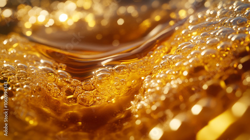 Golden Liquid Bubbles Abstract Background Texture