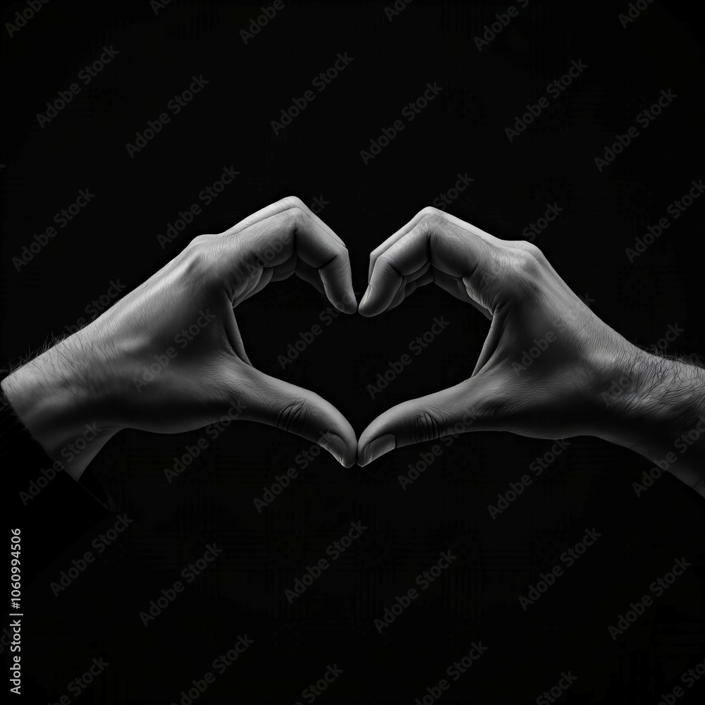 Obraz premium Close-Up of Two Hands Forming a Heart Sign Symbolizing Love and Connection, Ideal for Relationship-Focused Content and Emotional Themes