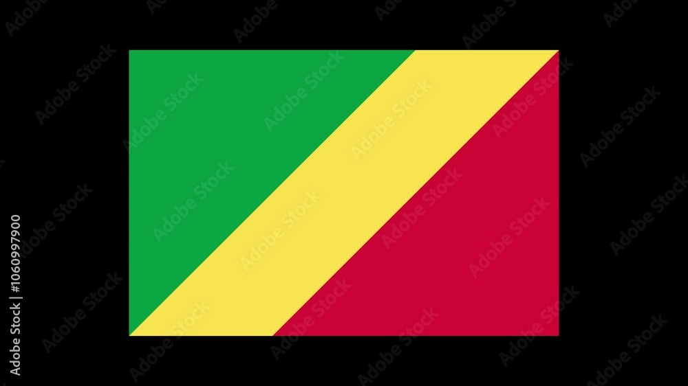 Congo Country Flag Shapes and Elements Construction Animation Congo Country Flag Shapes and Elements Construction Animation