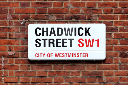 Chadwick Street sign, City of Westminster, London SW1