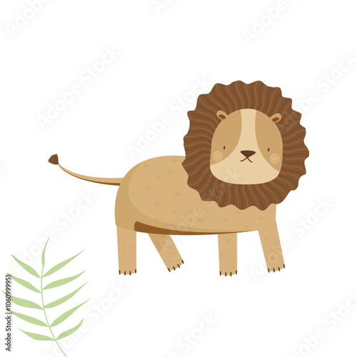 Cute Lion Illustration, Flat Vector Art for Kids photo