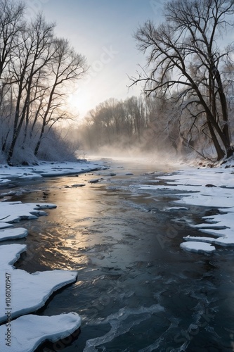 frozen river in winter