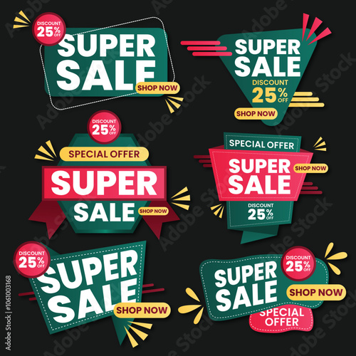 abstract promotion sale template set vector illustration