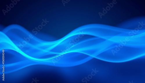 Blue neon illustration background with soft and elegant waves