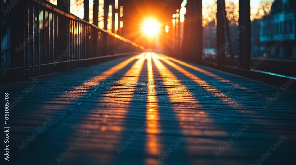 Serene Morning Light on a Wooden Pathway Serene Morning Light on a Wooden Pathway