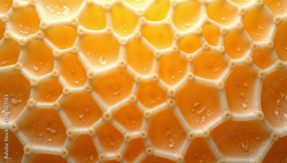 Close-up of honeycomb texture with golden honey dripping Close-up of honeycomb texture with golden honey dripping