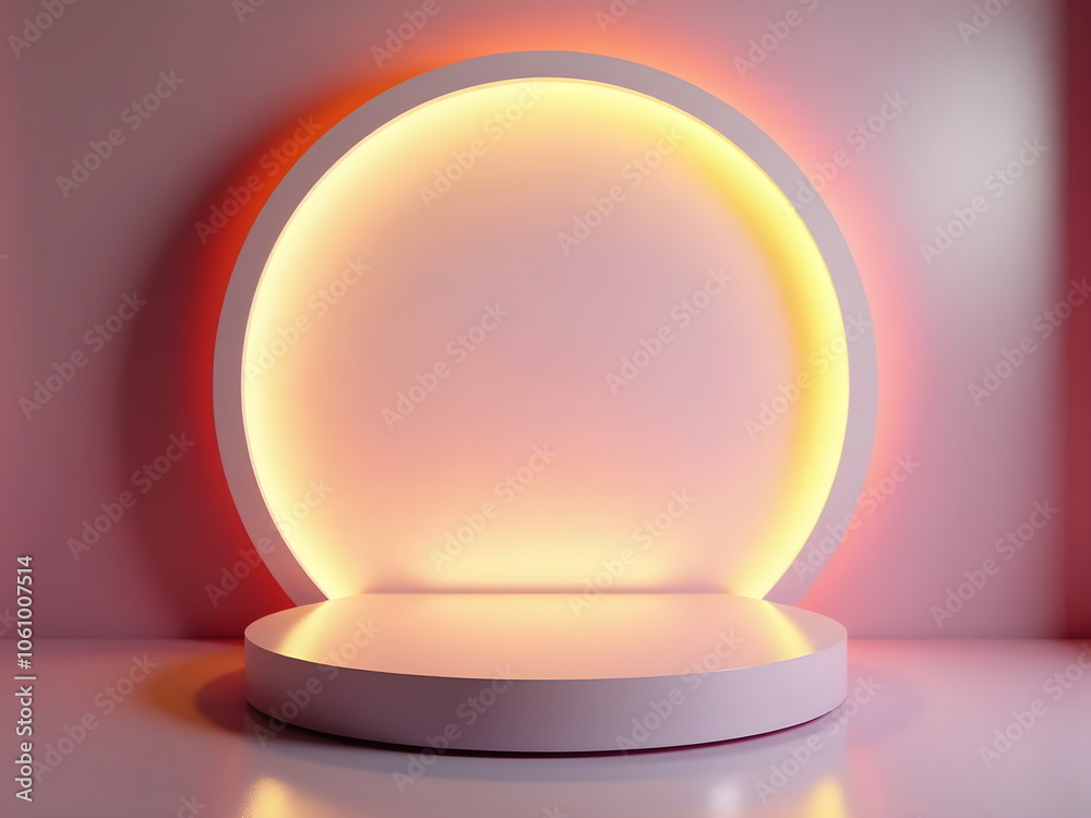 A pastel circular podium with vibrant pink, red and peach gradient tones,illuminated by soft,diffused light. Clean, modern aesthetic, vibrant colors, and minimalistic design, scene for products. A pastel circular podium with vibrant pink, red and peach gradient tones,illuminated by soft,diffused light. Clean, modern aesthetic, vibrant colors, and minimalistic design, scene for products.