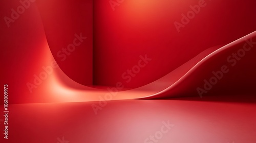 Vibrant red waves flowing smoothly with abstract texture for modern wallpaper