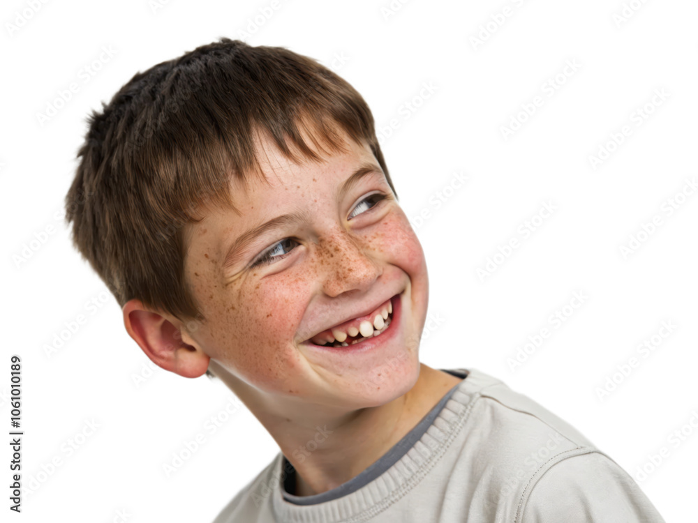Portrait of a cheerful young boy with freckles and a big smile, isolated on transparent background Portrait of a cheerful young boy with freckles and a big smile, isolated on transparent background