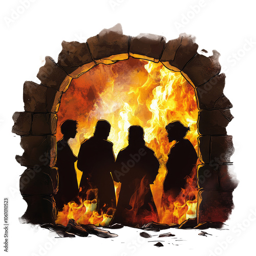 Shadrach, Meshach and Abed-Nego Christian history, Bible illustration, Bible history clipart, Scripture Png item