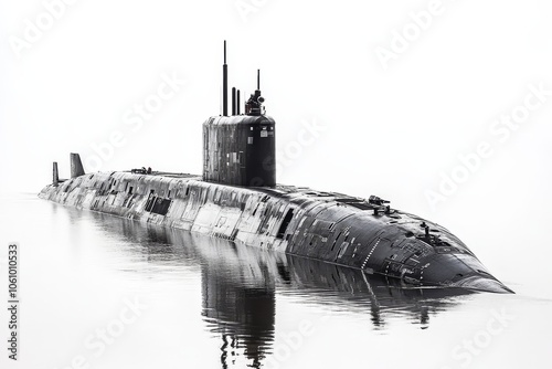 A powerful HMS Astute Class nuclear-powered submarine, a symbol of naval strength, cutting through the water with silent efficiency. photo