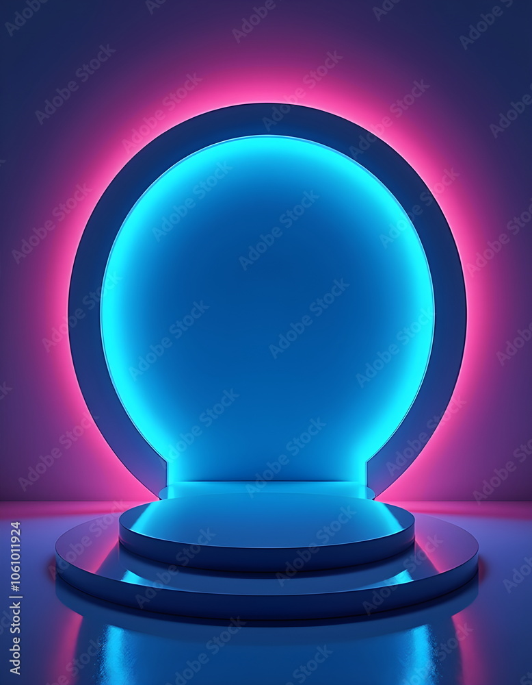 A pastel circular podium with vibrant pink and blue gradient tones,illuminated by soft,diffused light. Clean, modern aesthetic, vibrant colors, and minimalistic design, scene for products. A pastel circular podium with vibrant pink and blue gradient tones,illuminated by soft,diffused light. Clean, modern aesthetic, vibrant colors, and minimalistic design, scene for products.