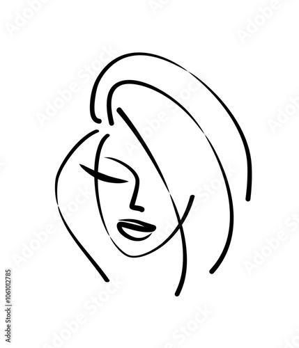 logo face and makeup for beauty salon. hairstyle silhouette stylized. eyelash extensions, beautiful face silhouette.