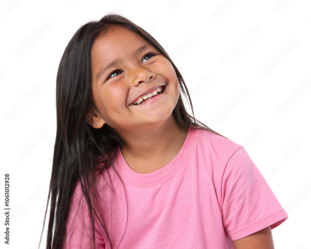 Close-up portrait of a smiling young girl with long straight hair, isolated on transparent background Close-up portrait of a smiling young girl with long straight hair, isolated on transparent background