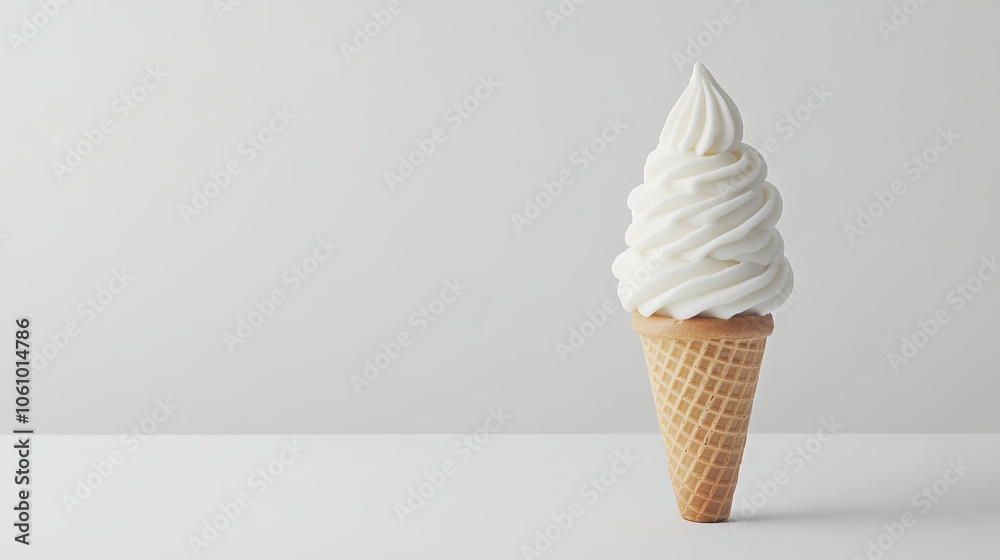 Soft-Serve Ice Cream Cone Minimalist Concept. AI generated illustration