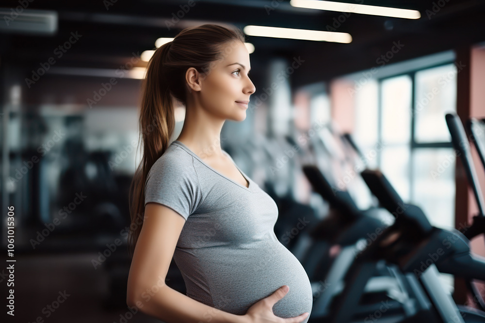 Pregnant Woman Practicing at Gym Pregnant Woman Practicing at Gym