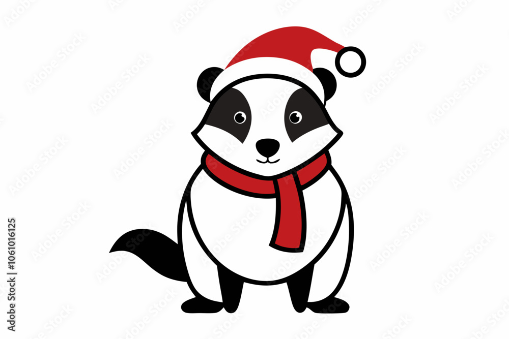 Cute badger in a hat and a sweater. Vector illustration for cards, invitations, stickers, t-shirts Cute badger in a hat and a sweater. Vector illustration for cards, invitations, stickers, t-shirts