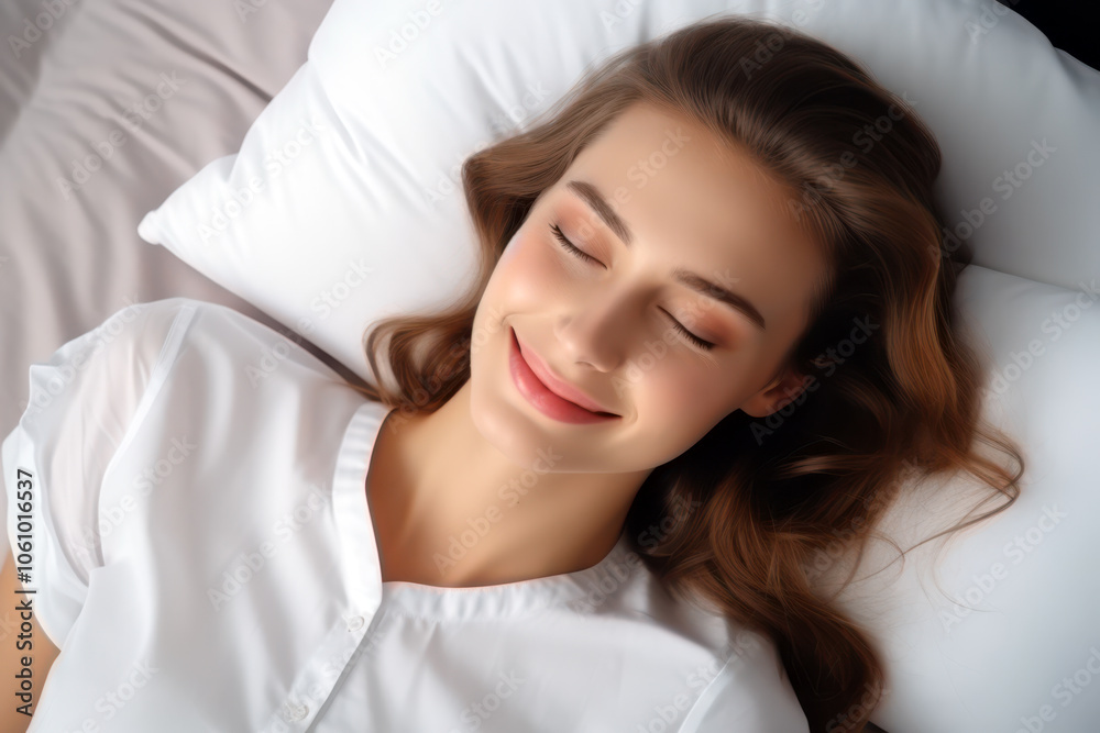 Woman Resting Comfortably on Pillow