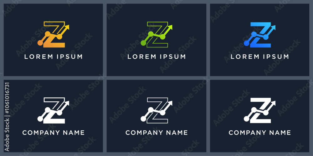 Vector set letter Z fintech logo design Vector set letter Z fintech logo design